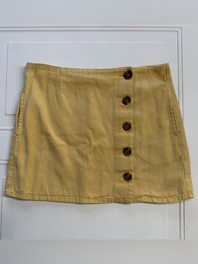 Chloe & Katie Women’s Sz XL Yellow 100% Cotton Button Up Mini Skirt
